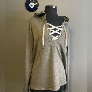 Long sleeve hoodie with tie detail XXL